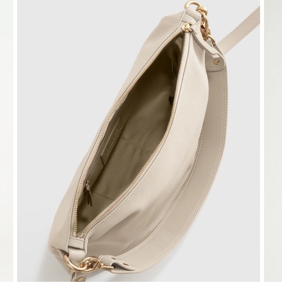Quince Italian Leather Convertible Crescent
Shoulder Bag in Taupe